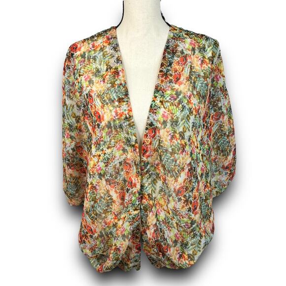 Malai Swimwear Lightweight Kimono Coverup Open Cardigan Abstract Floral Size S/M - Picture 3 of 7
